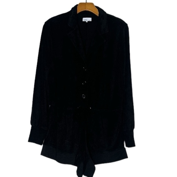 NWOT Danielle Bernstein WeWoreWhat Towel Terry Knit Romper Black Sz XS Oversized - Picture 4 of 9